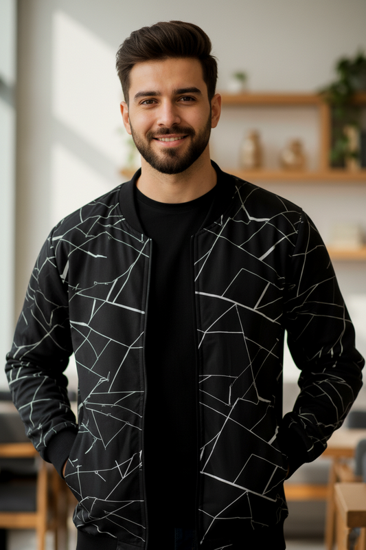Winter Geo Printed Jacket For Men