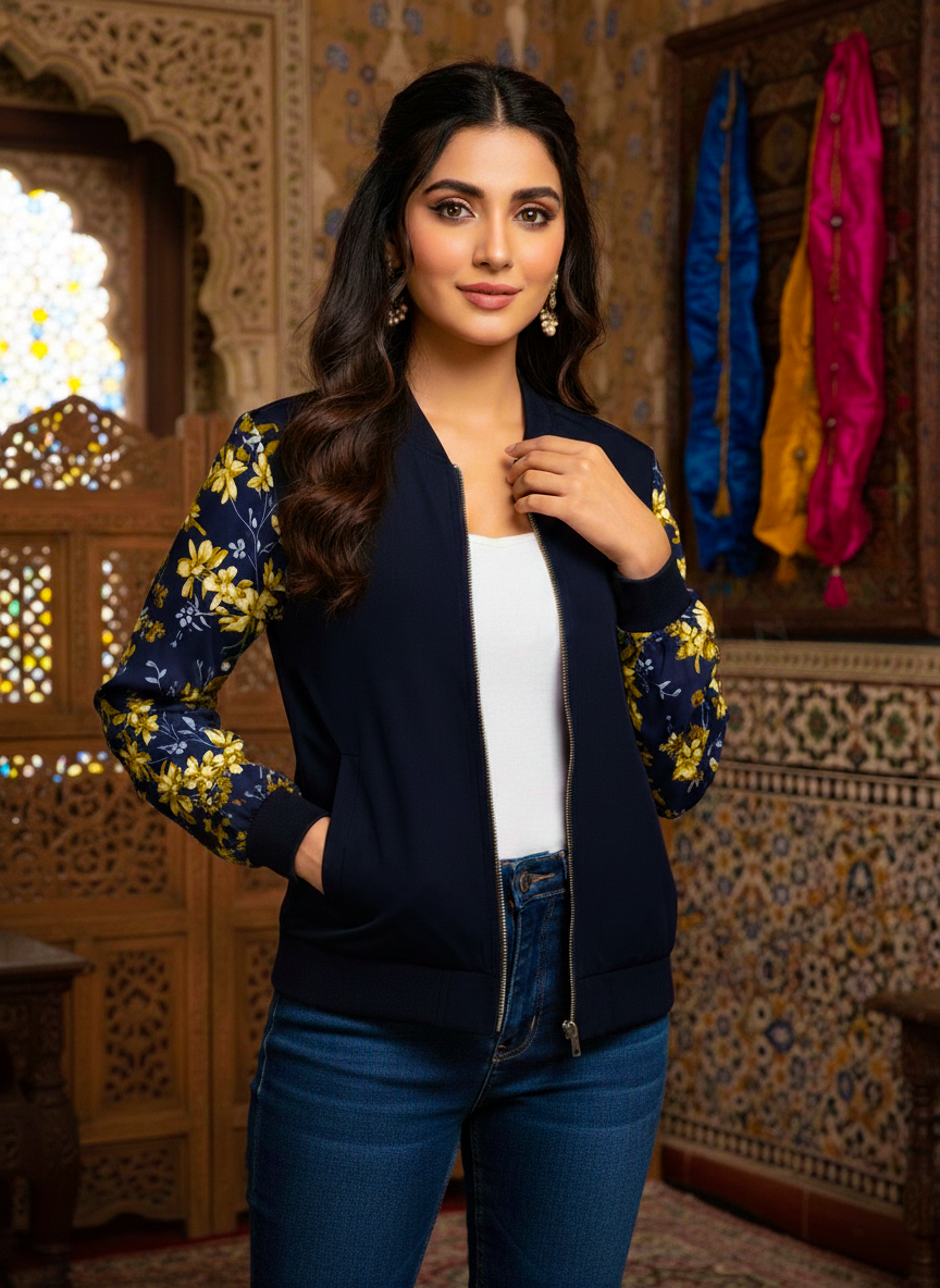 Winter Fleece Floral Printed Jacket For Women