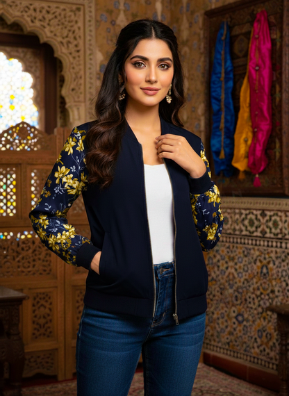 Winter Fleece Floral Printed Jacket For Women