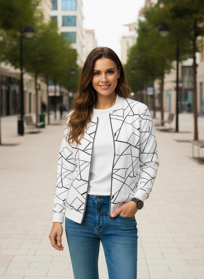 Winter Geo Printed Jacket For Women