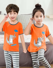 Grey Dinasour Half Sleeve Kids Suit (Each)