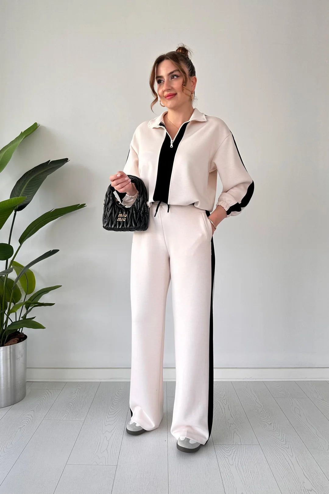 Winter Cream Zipper Panel 2 PC Co-Ord Set