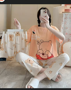 3 Piece Peach Shyness Nightwear