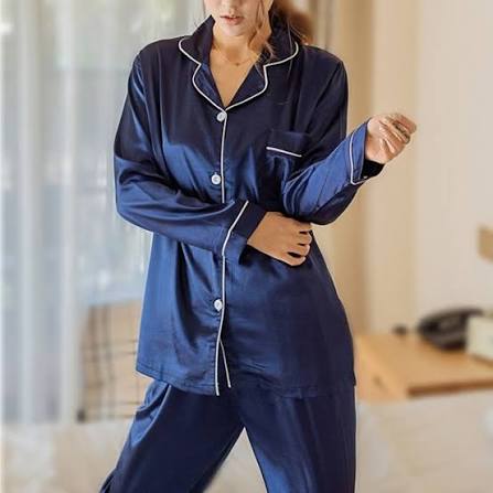 Blue Silk Pj Set