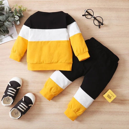 Yellow Panel Happy Everyday Printed Kids Winter Suit