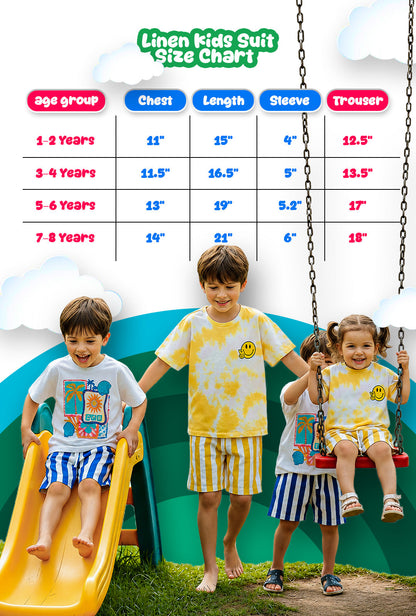 Blue Letters Kids Linen Half Sleeve Tee & Shorts Set
