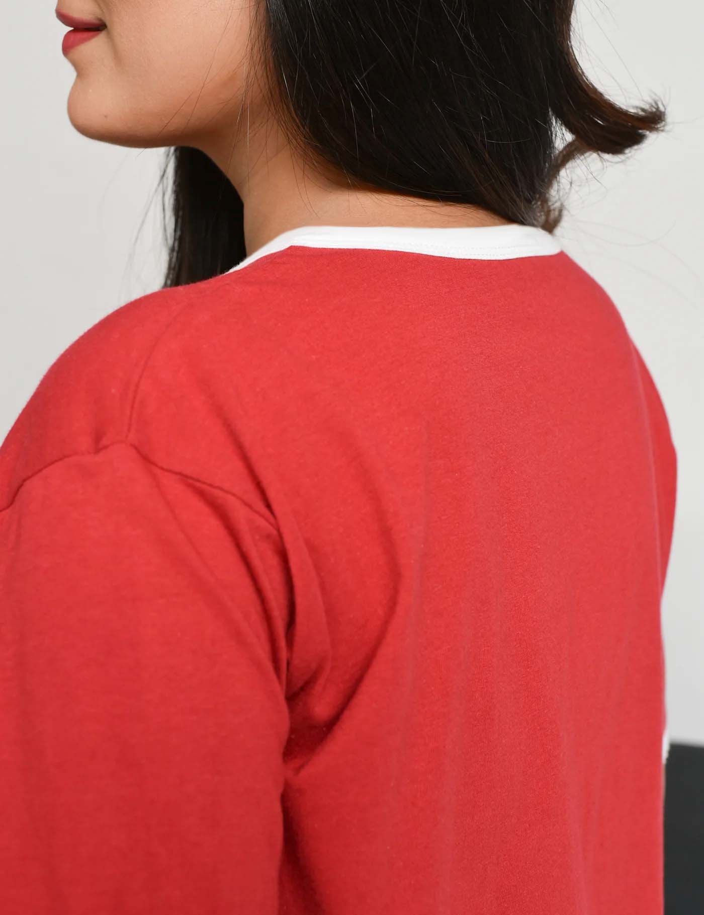 Red Plain Stylish Night Suit