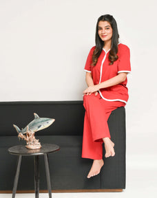 Red Pipen Stylish Night Suit