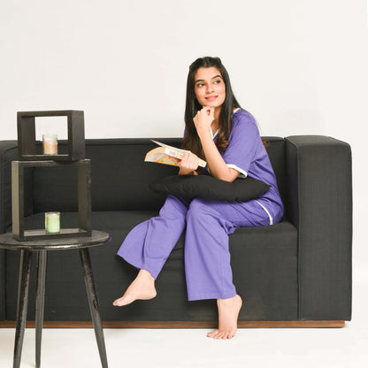 Purple Plain Stylish Night Suit