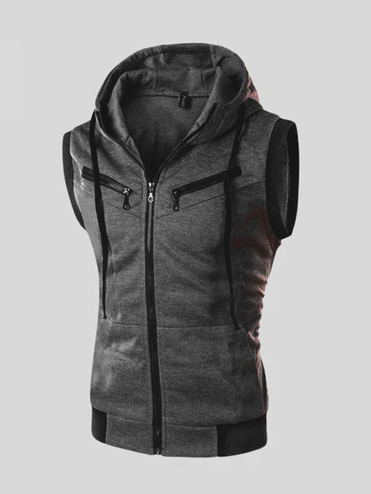Winter Sleeveless Hooded Zipper For Men