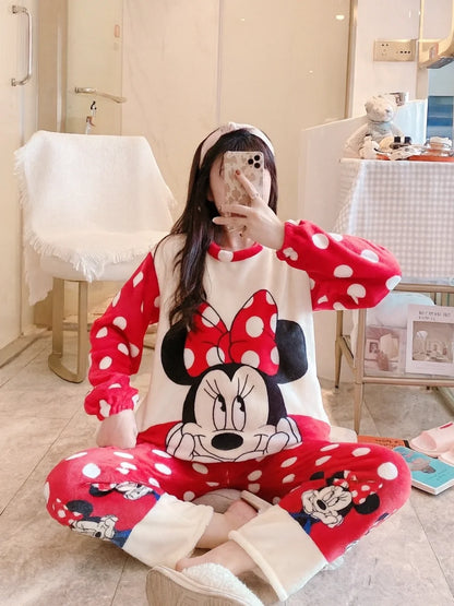 Winter Premium Fleece Red Minnie Mouse Printed Night Suit