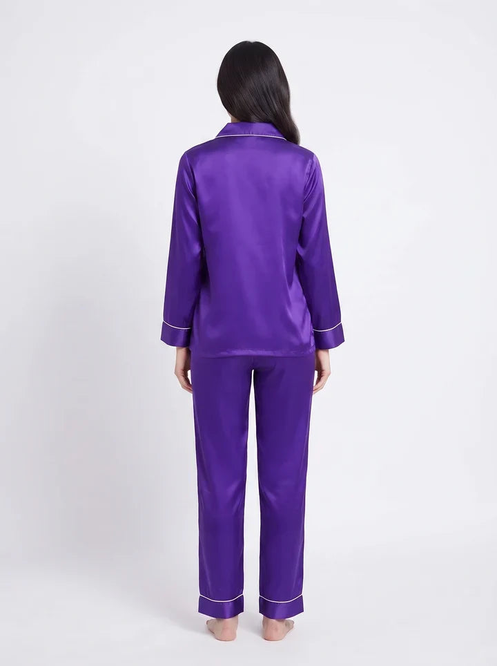 Purple Satin Silk Pj Set