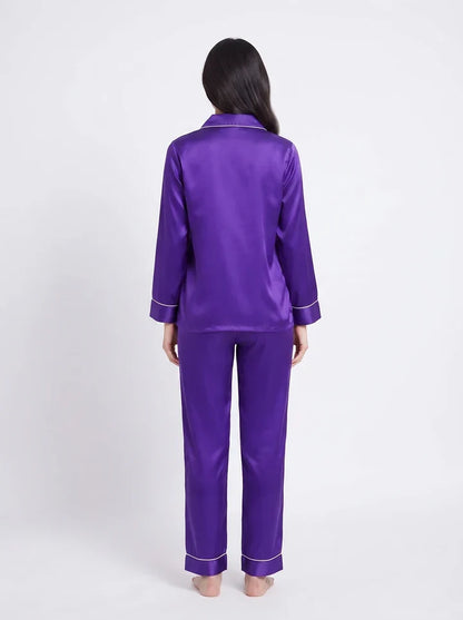 Purple Satin Silk Pj Set