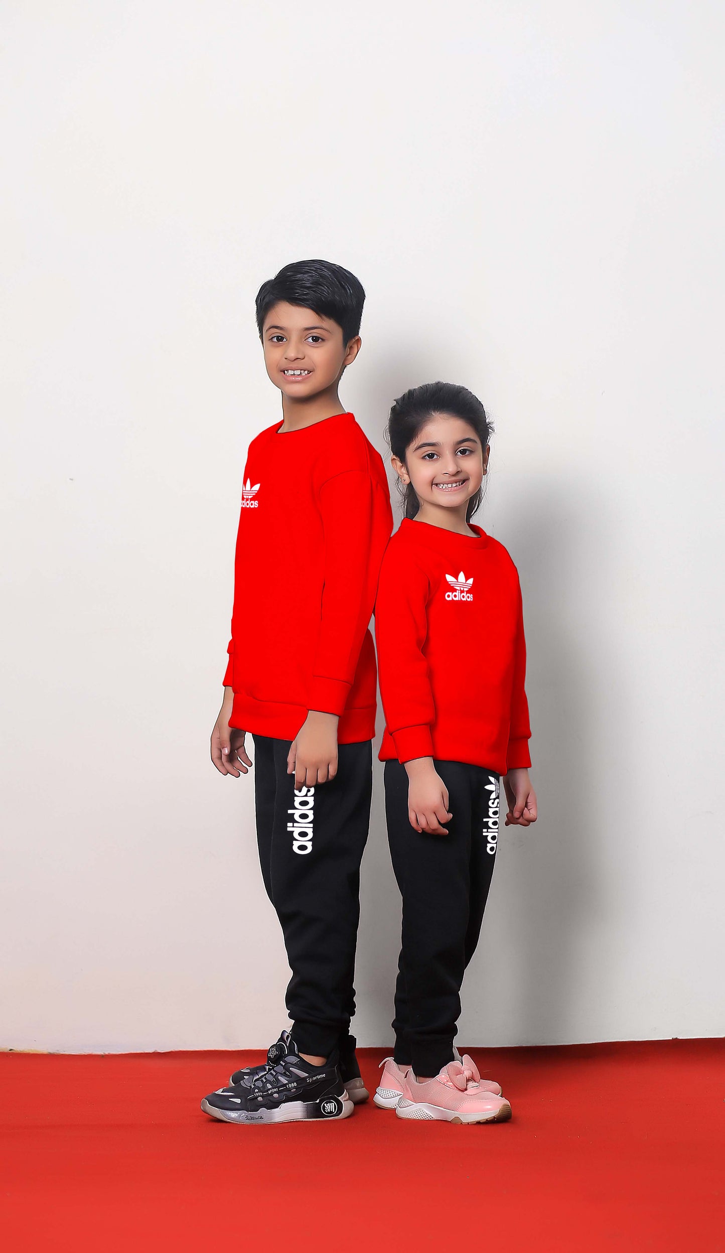 Fleece Fabric Red Adidas Printed Kids Winter Suit ( Each )