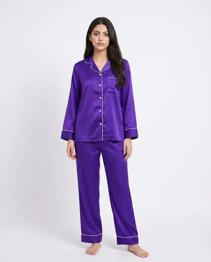 Purple Satin Silk Pj Set
