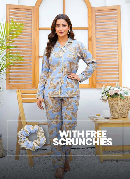 Imported Linen Printed Classic Print PJ Set-LP28
