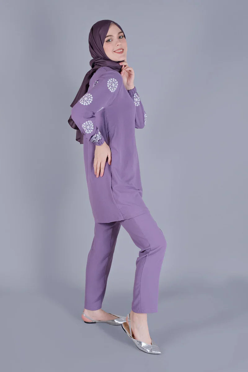 Winter Flower Printed Long Sleeves 2 PCs Co-Ord Set
