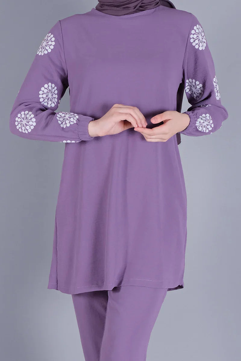 Winter Flower Printed Long Sleeves 2 PCs Co-Ord Set