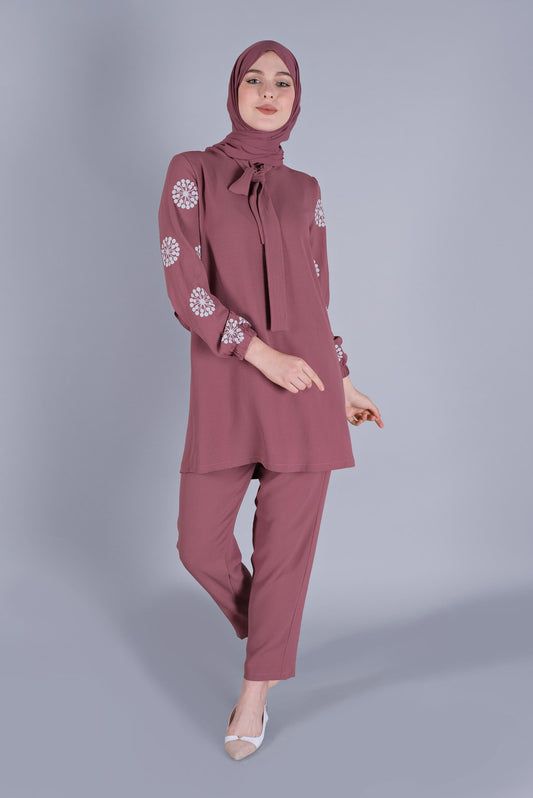 Winter Flower Printed Long Sleeves 2 PCs Co-Ord Set