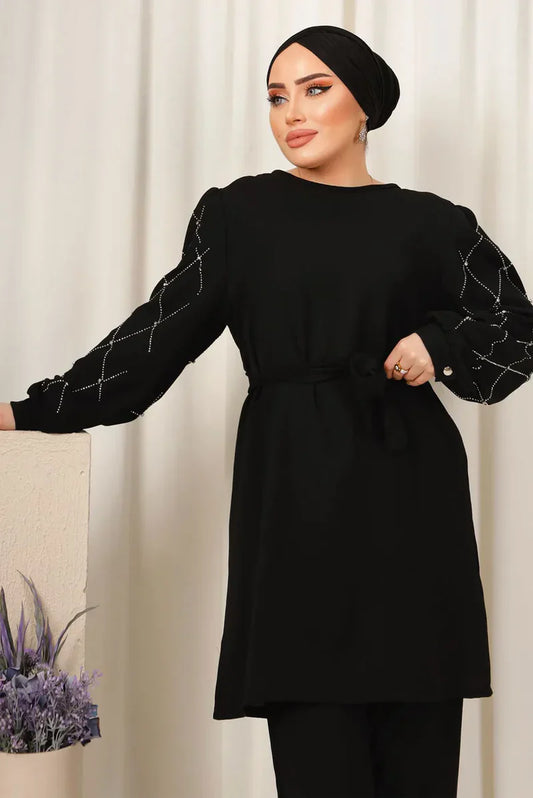 Winter Diamond Printed Long Sleeves 2 PC Co-Ord Set