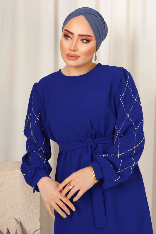 Winter Blue Diamond Printed Long Sleeves 2 PCs Co-Ord Set