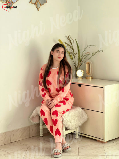 Winter Pink Dilber Printed Night Suit