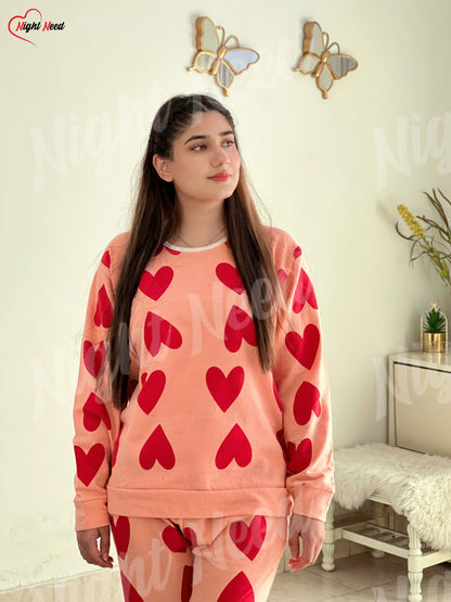 Winter Pink Dilber Printed Night Suit