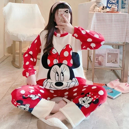 Winter Premium Fleece Red Minnie Mouse Printed Night Suit